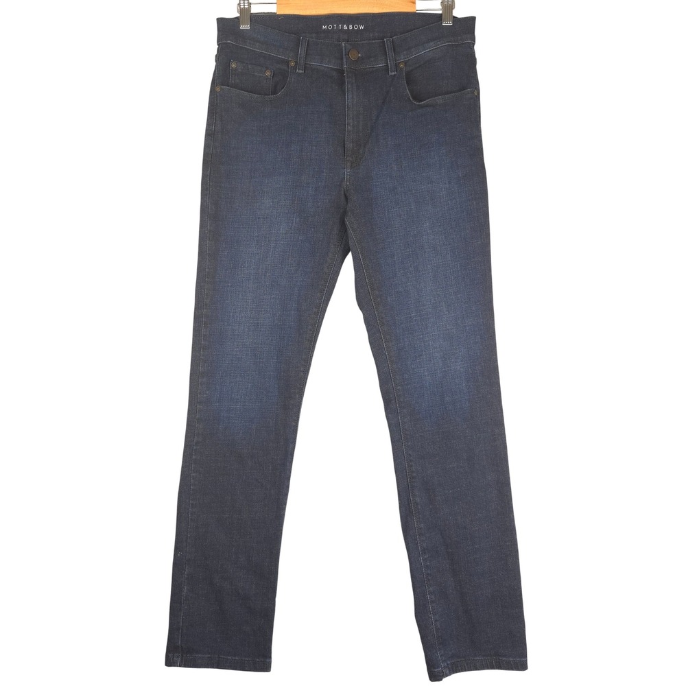 Mott & Bow Crosby Slim Fit Dark Indigo Stretch Denim Jeans Mens 34x30
